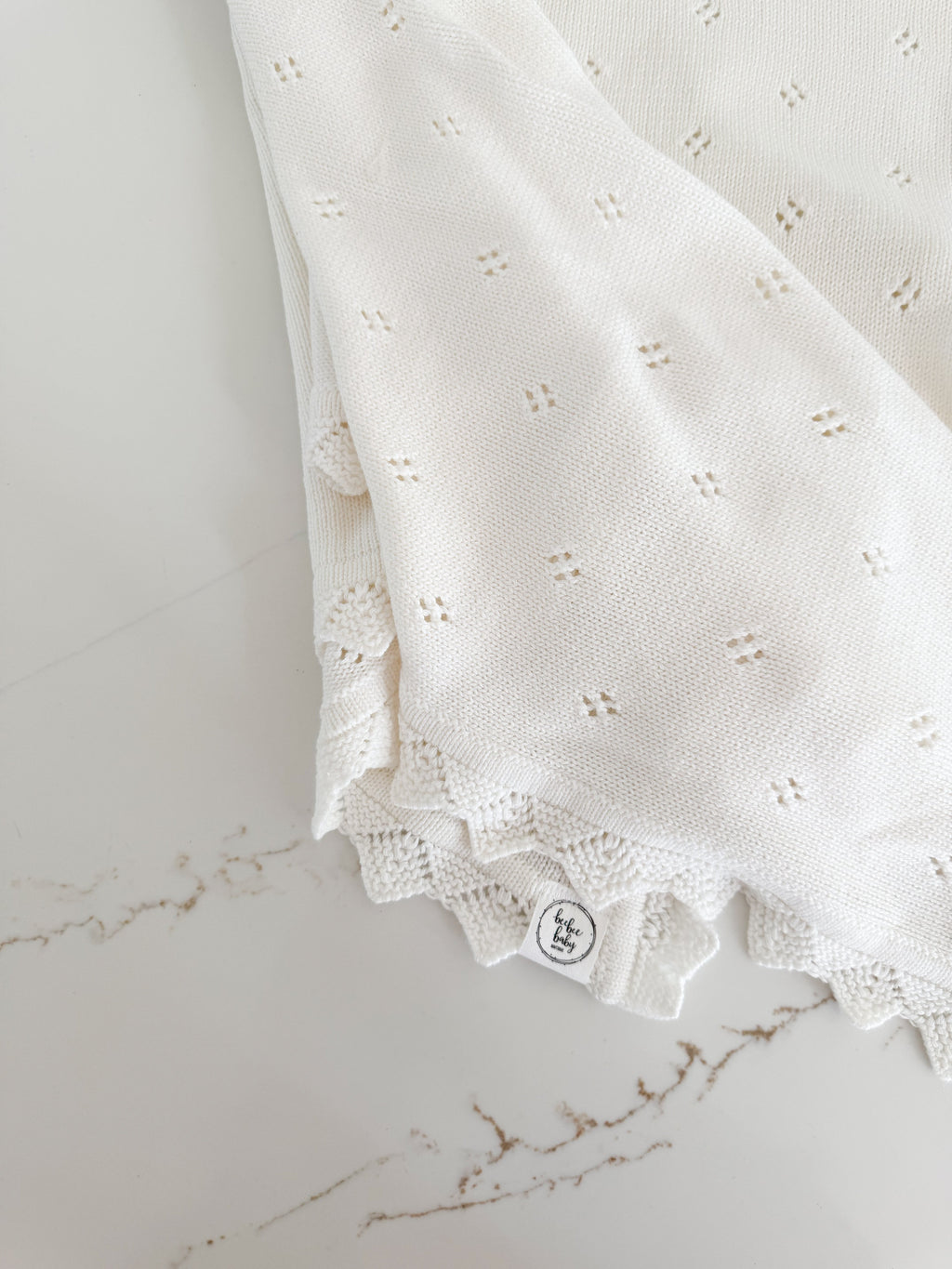 Hollow Out Knit Blanket - Pure White